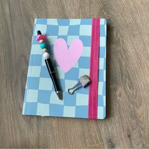 Blue and Pink Heart Notebook with Cowboy pen and pen clip